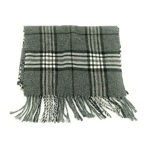 ⭐3/$30 Plaid Scarf Black Gray White Fringe